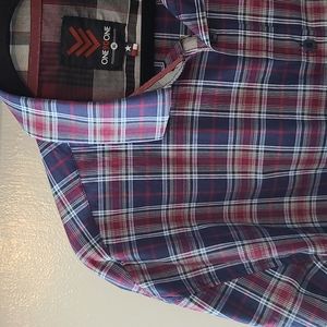 One90One - Men's Plaid Long Sleeve Button Down Shirt